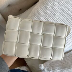White Woven Leather Clutch